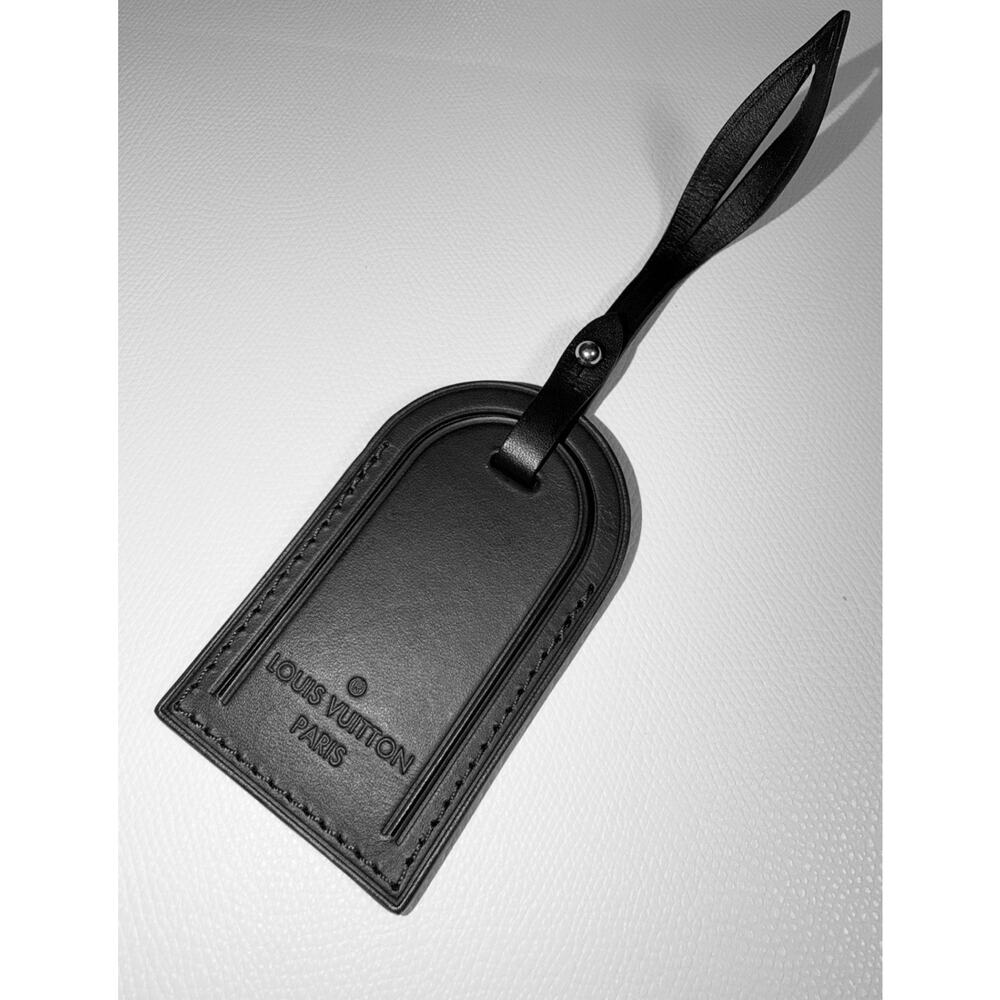Louis Vuitton Paris Dark Brown Black Leather Tag w/ Silver Metal Large - Picture 5 of 12